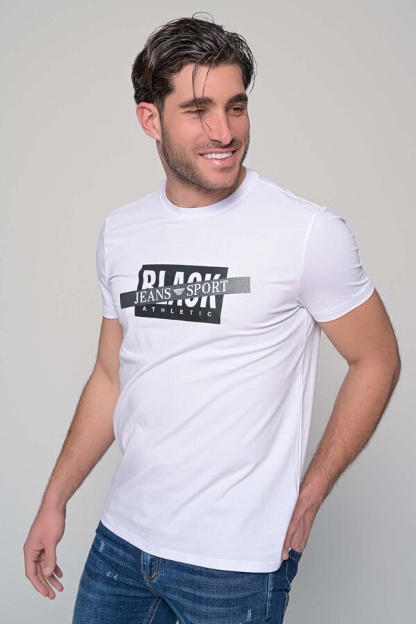 T-shirt με κοντό μανίκι και λαιμόκοψη με στάμπα μπροστά