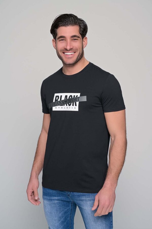 T-shirt με κοντό μανίκι και λαιμόκοψη με στάμπα μπροστά