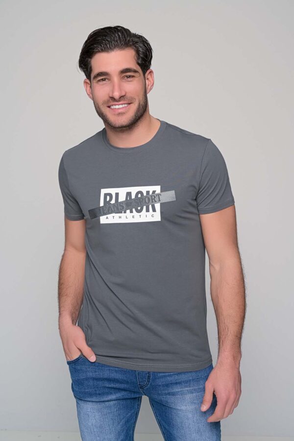T-shirt με κοντό μανίκι και λαιμόκοψη με στάμπα μπροστά