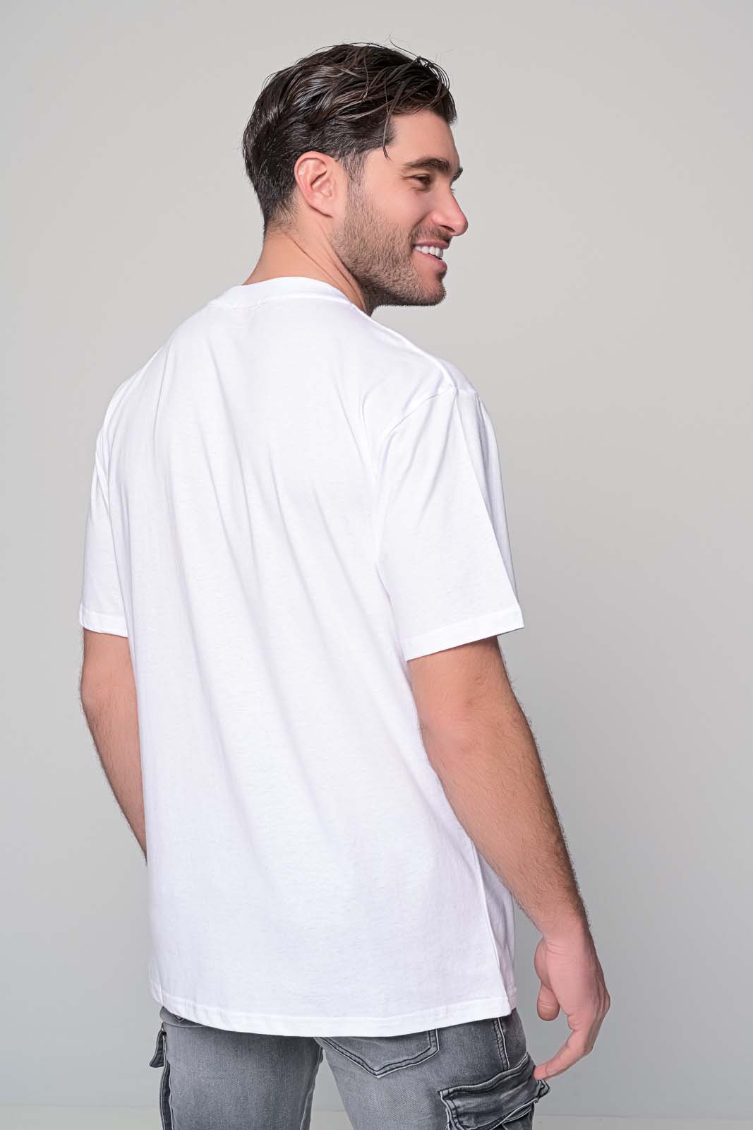 T-shirt με κοντό μανίκι στάμπα μπροστά και λαιμόκοψη