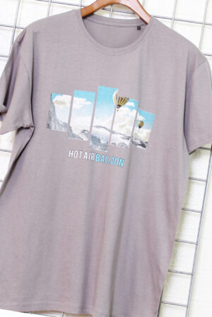 T-Shirt Ανδρικό | Μπλουζάκι Γκρι με κοντό μανίκι και στάμπα Balloon | Metropolisfashioncity.gr