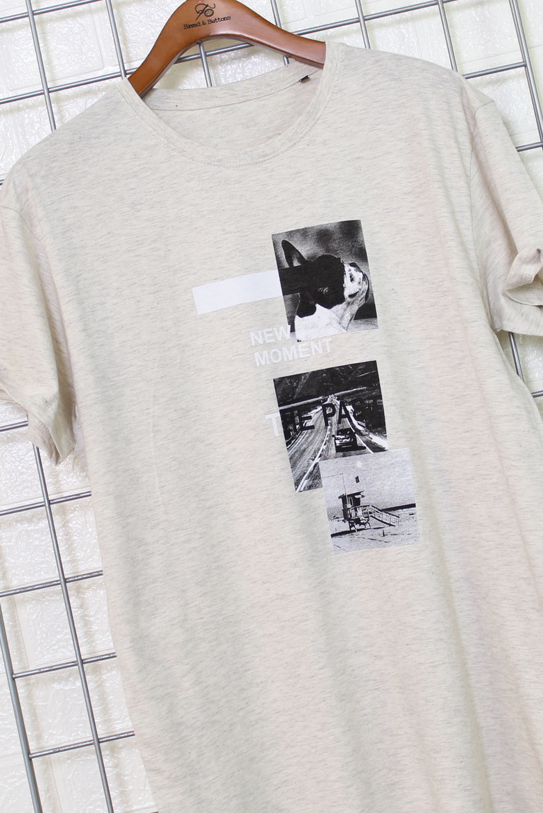 T-Shirt Ανδρικό | Μπλουζάκι Μπεζ με κοντό μανίκι και στάμπα Dog | Metropolisfashioncity.gr