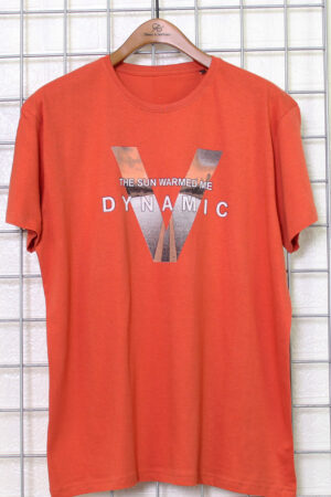 T-Shirt Ανδρικό | Μπλουζάκι Πορτοκαλί με κοντό μανίκι και στάμπα V | Metropolisfashioncity.gr