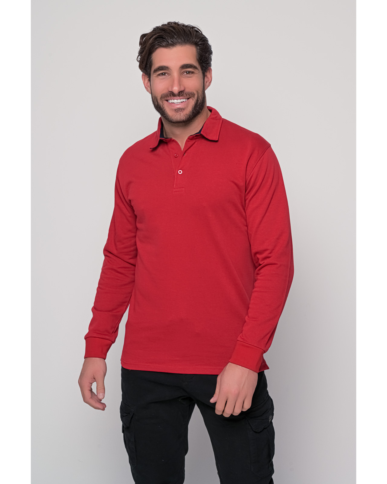 Ανδρικό φούτερ κόκκινο τύπου Polo | Metropolis Fashion City