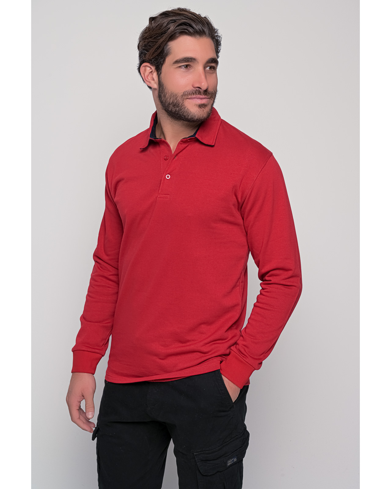 Ανδρικό φούτερ κόκκινο τύπου Polo | Metropolis Fashion City