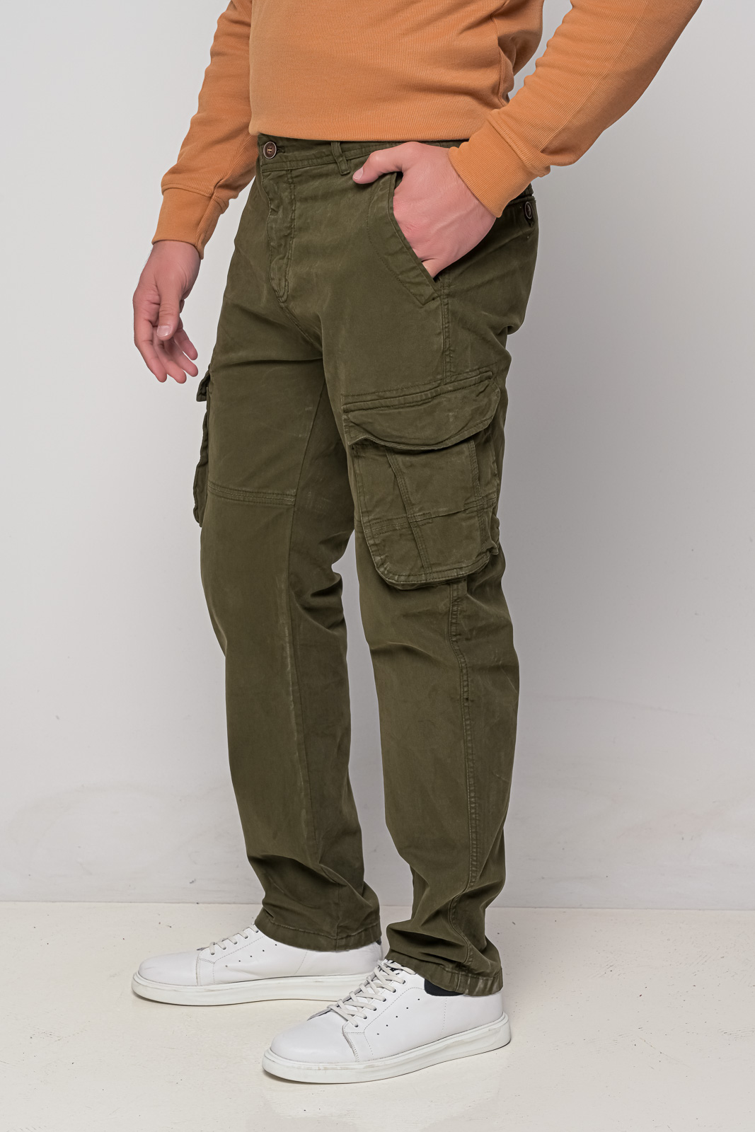 Ανδρικό Cargo παντελόνι πράσινο χωρίς λάστιχο | Metropolis Fashion City