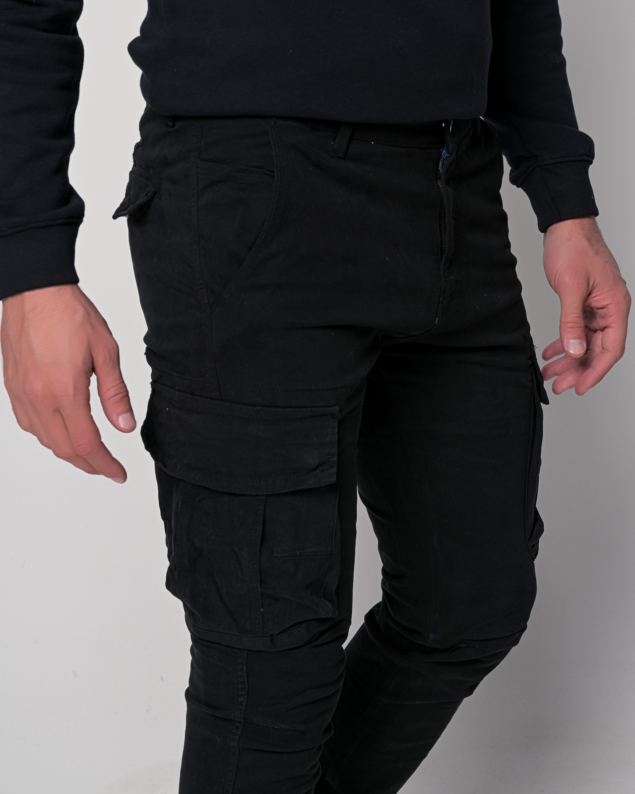 Ανδρικό Cargo παντελόνι μαύρο με φερμουάρ | Metropolis Fashion City